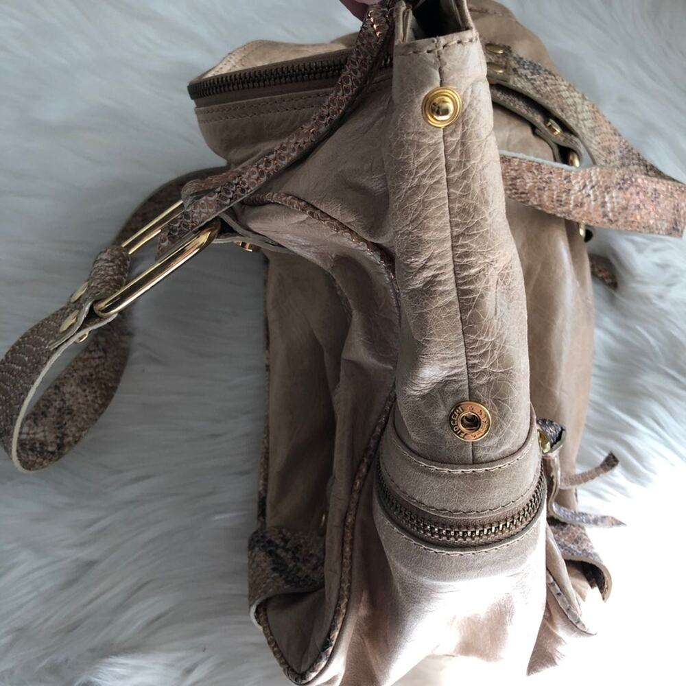 Doncaster Python Embossed Leather Metallic Satche… - image 6